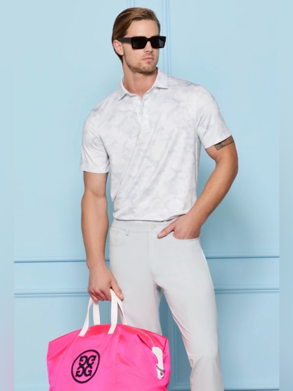 G/FORE Golf /Casual Tonal Camo Polo Shirt-Grey